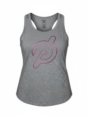 Peloton Heather Gray Racerback Tank Magenta Foil Logo Women’s Size XL
